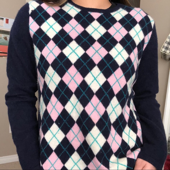 Y2k navy argyle sweater - Picture 3 of 4